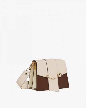 Women's Strathberry Box Crescent Shoulder Bags White / Brown | 3180465-NO