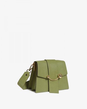 Women's Strathberry Box Crescent Shoulder Bags Green | 7402538-TJ