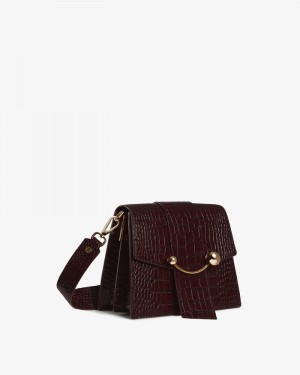 Women's Strathberry Box Crescent Shoulder Bags Burgundy | 8497620-IW