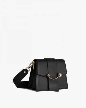 Women's Strathberry Box Crescent Shoulder Bags Black | 2316840-EO