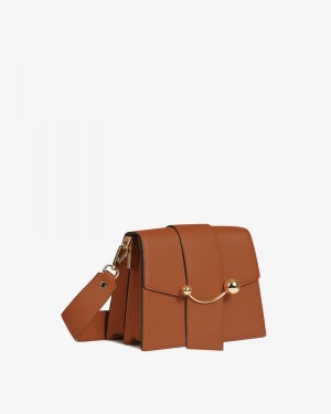 Women's Strathberry Box Crescent Shoulder Bags Brown | 0914237-HR