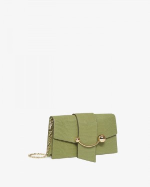 Women's Strathberry Crescent on a Chain Crossbody Bags Green | 1394527-RF