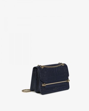 Women's Strathberry East/West Mini Crossbody Bags Navy | 4768920-RB