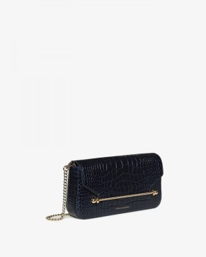 Women's Strathberry East/West Omni Crossbody Bags Navy | 3806579-BX