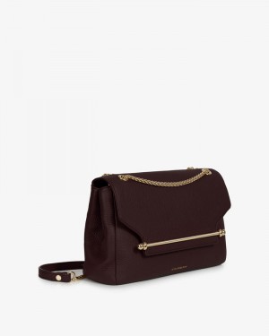 Women's Strathberry East/West Soft Crossbody Bags Burgundy | 3684570-LW