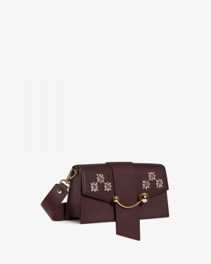 Women's Strathberry Mini Crescent Shoulder Bags Burgundy | 9401832-PW