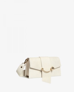 Women's Strathberry Mini Crescent Shoulder Bags White | 7206583-KM