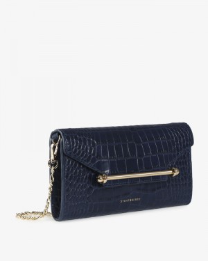 Women's Strathberry Multrees Chain Wallet Crossbody Bags Navy | 2564983-SV