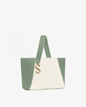 Women's Strathberry S Cabas Mini Shoulder Bags Green / Cream | 6210547-DN