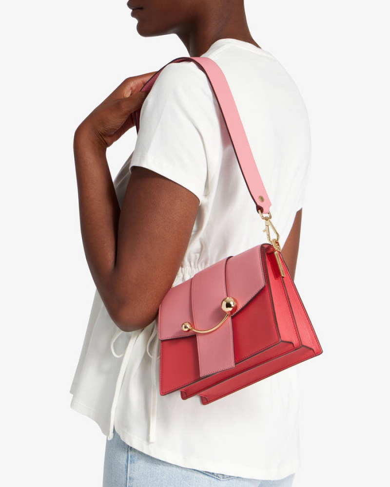 Women's Strathberry Box Crescen handbag Red / Pink | 0673584-YR