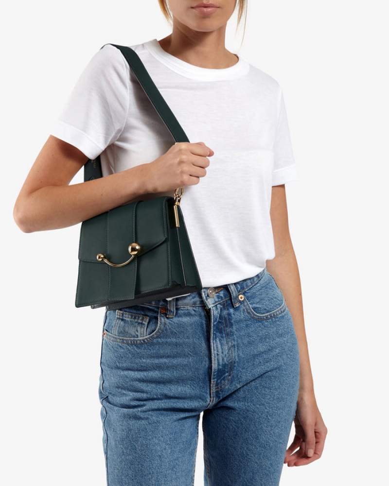 Women's Strathberry Box Crescent Shoulder Bags Green | 3794512-TW