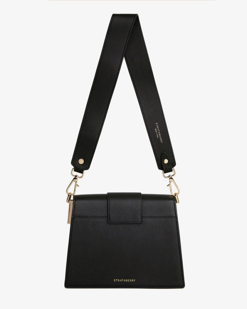 Women's Strathberry Box Crescent Shoulder Bags Black | 2316840-EO