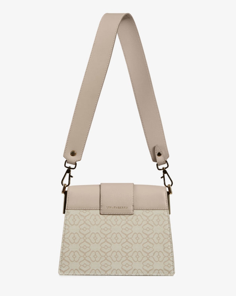 Women's Strathberry Box Crescent Shoulder Bags Beige | 4038169-QG