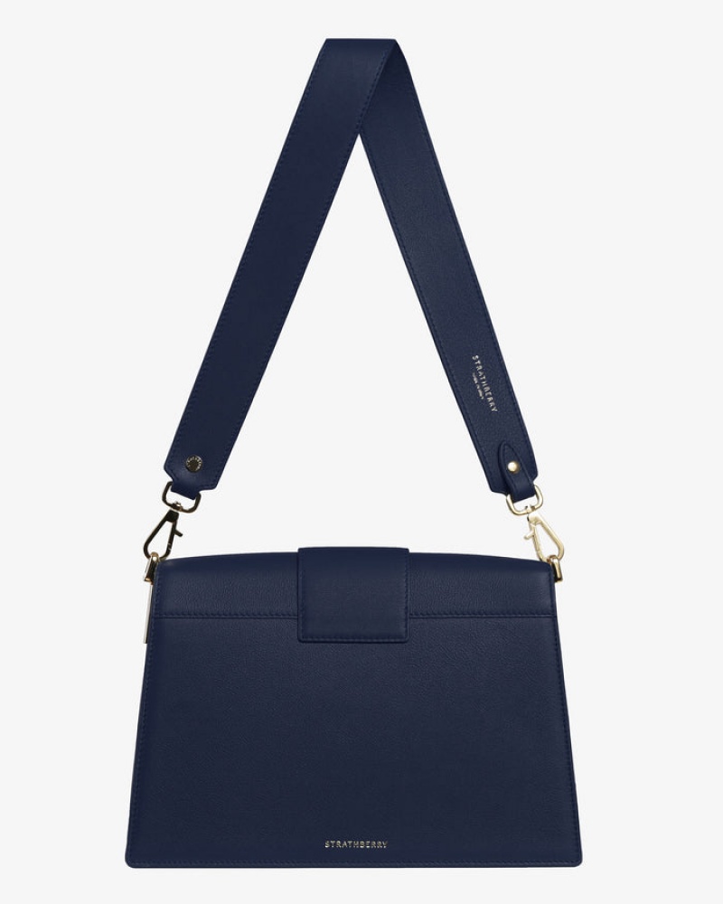 Women's Strathberry Crescent Shoulder Bags Navy | 1495702-YL