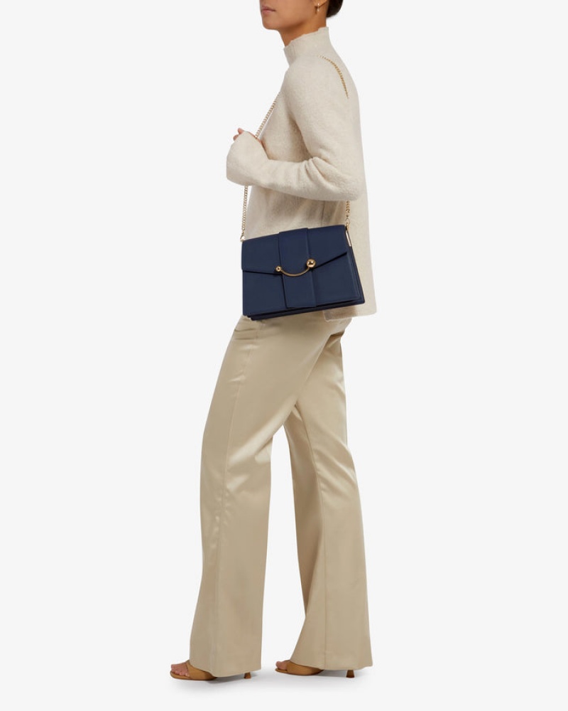 Women's Strathberry Crescent Shoulder Bags Navy | 1495702-YL