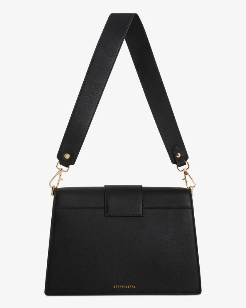 Women's Strathberry Crescent Shoulder Bags Black | 1329678-RN