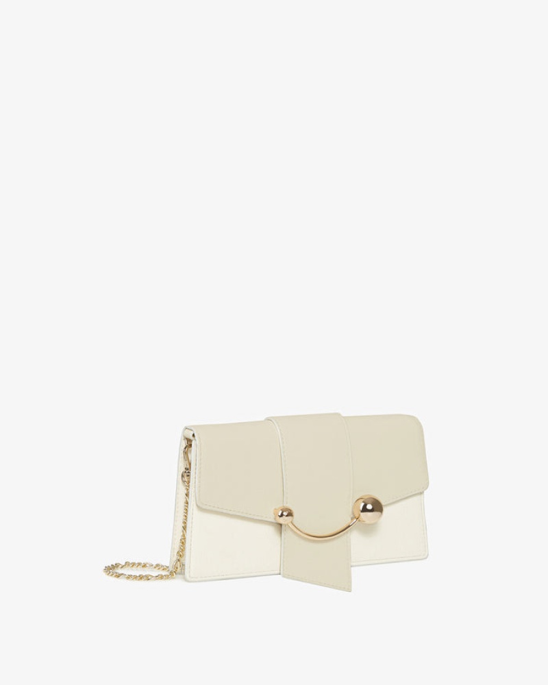 Women\'s Strathberry Crescent on a Chain Clutch Bag Cream | 6742890-WU