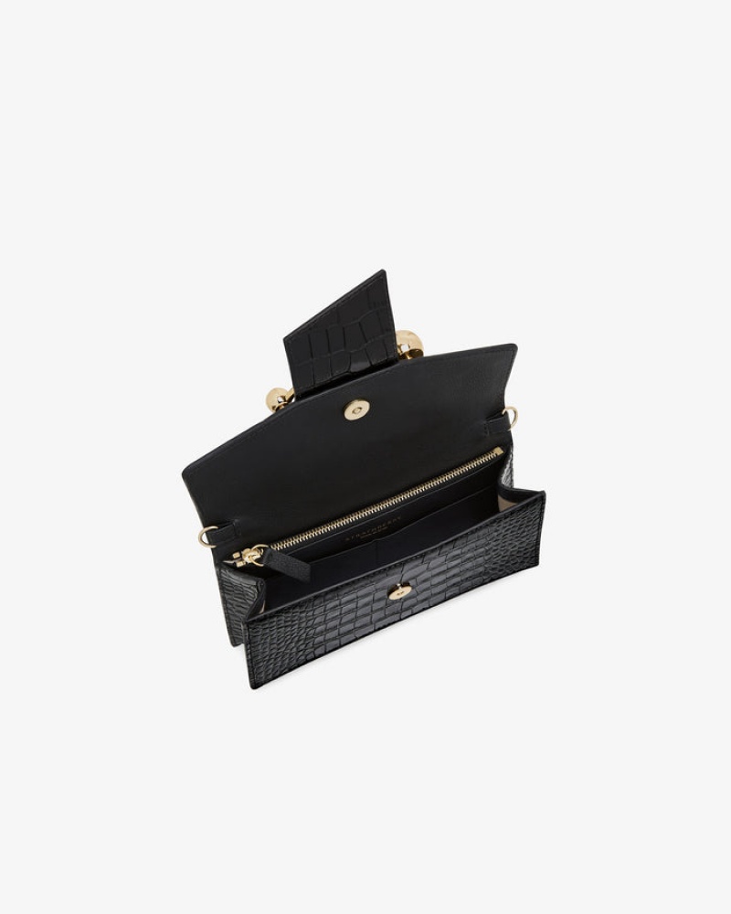 Women's Strathberry Crescent on a Chain Clutch Bag Black | 7438109-ZO