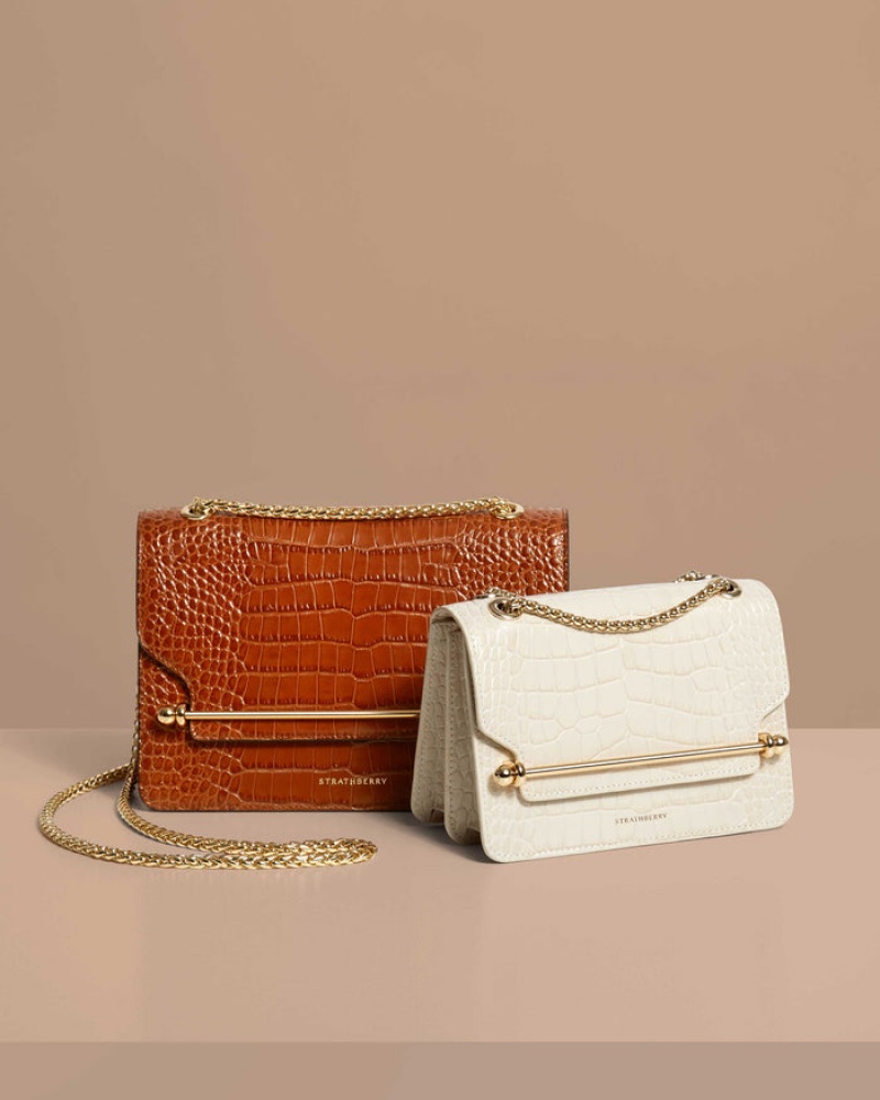 Women's Strathberry East/West Mini Crossbody Bags Cream | 2719840-OG