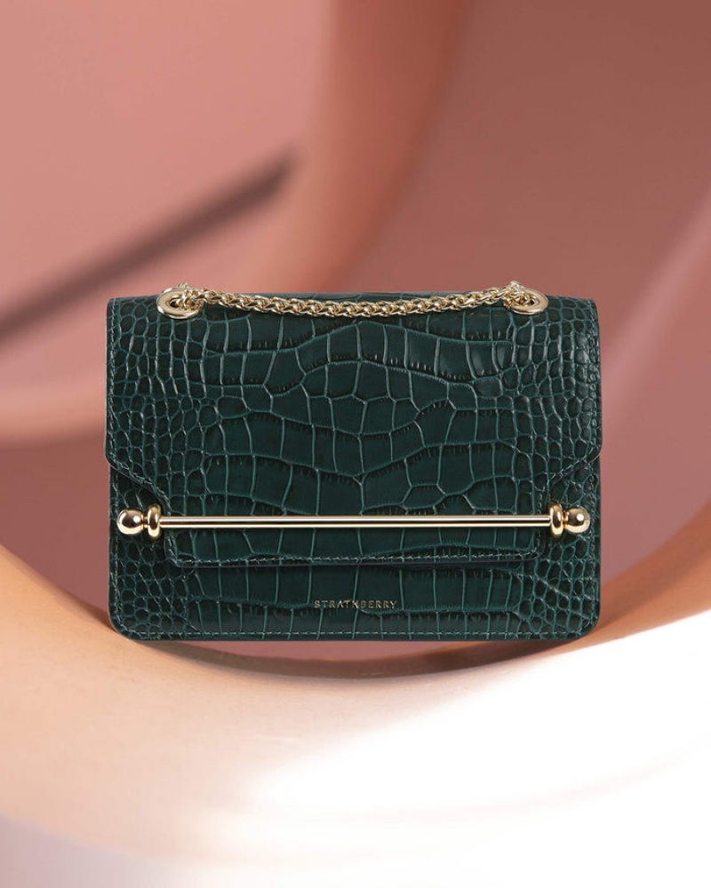 Women's Strathberry East/West Mini Crossbody Bags Green | 0985642-PN