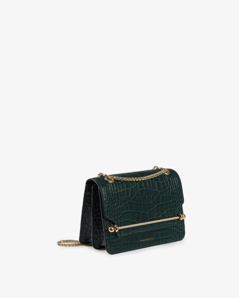 Women\'s Strathberry East/West Mini Crossbody Bags Green | 0985642-PN