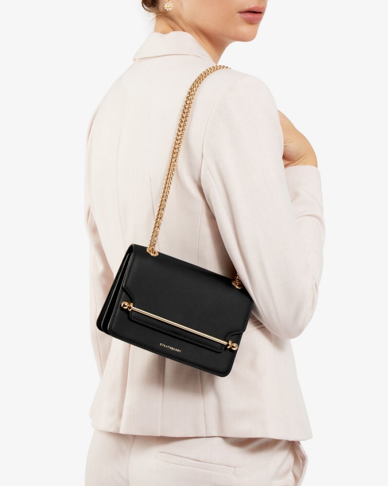 Women's Strathberry East/West Mini Shoulder Bags Black | 0182763-WQ