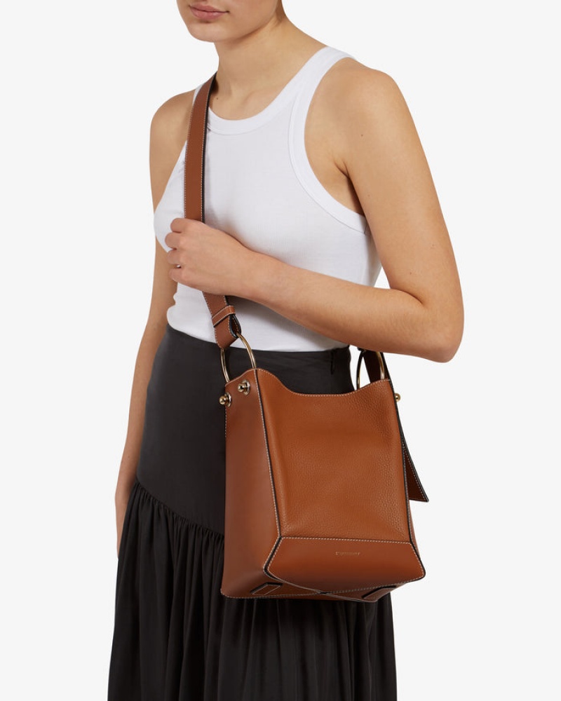 Women's Strathberry Lana Midi Bucket Bags Brown | 7148352-CJ