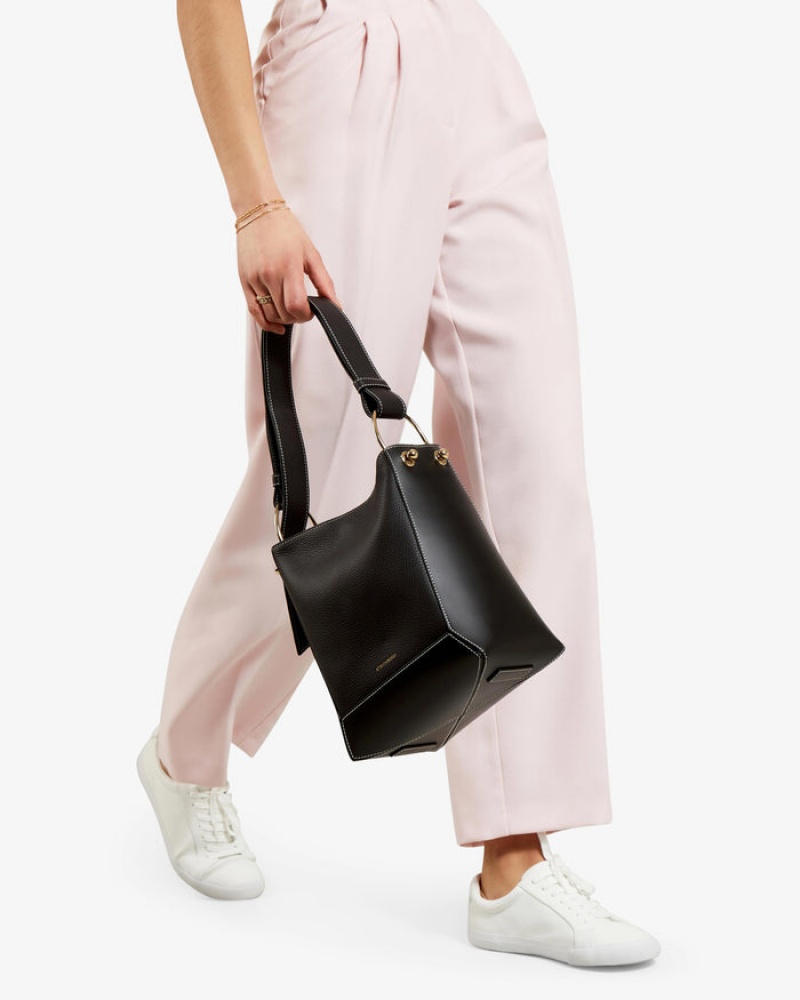 Women's Strathberry Lana Midi Bucket Bags Black | 1526970-ZS