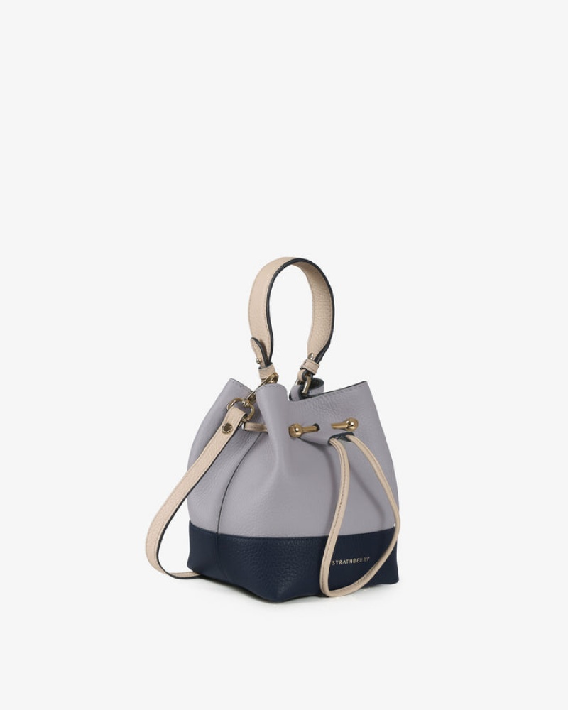 Women\'s Strathberry Lana Osette Bucket Bags Grey / Navy | 4653129-MS