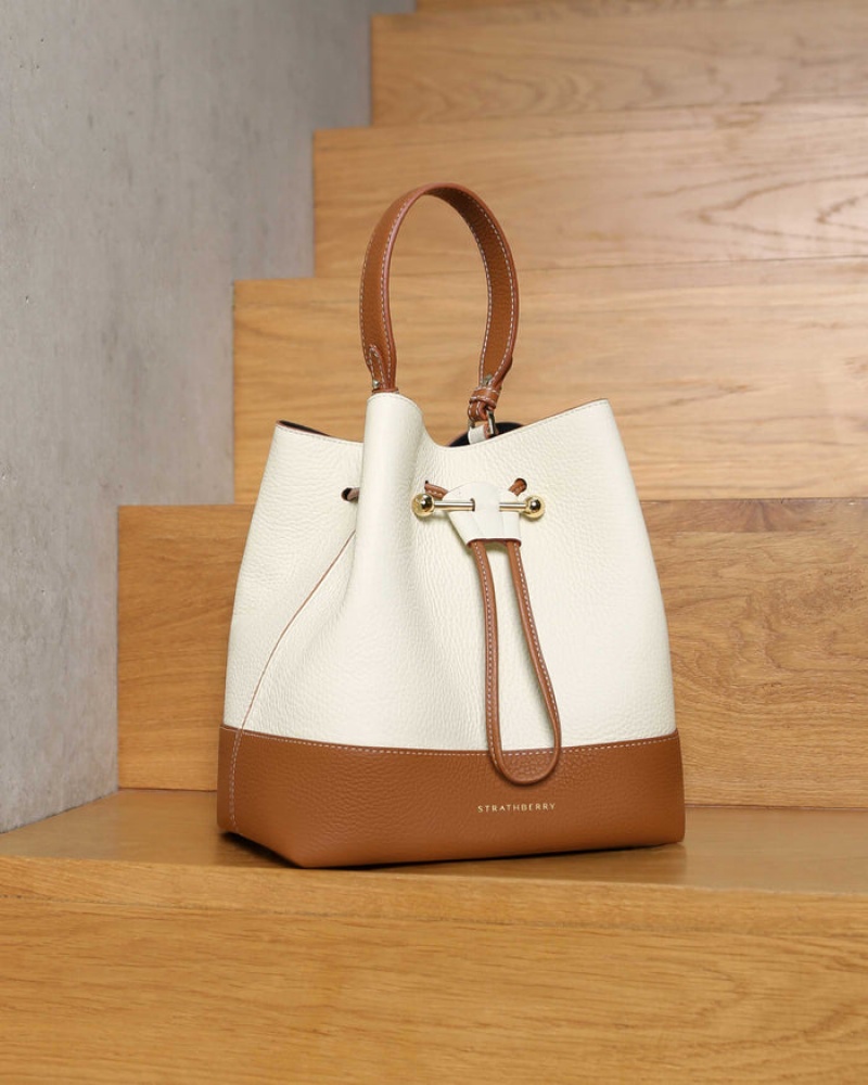 Women's Strathberry Lana Osette Mid handbag Brown / Cream | 1506324-PR