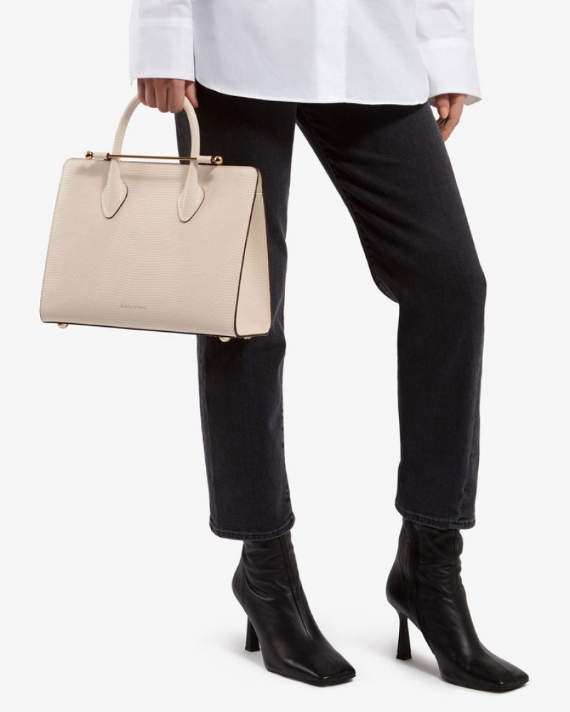 Women's Strathberry Midi Tote Bags Beige | 8410675-HQ