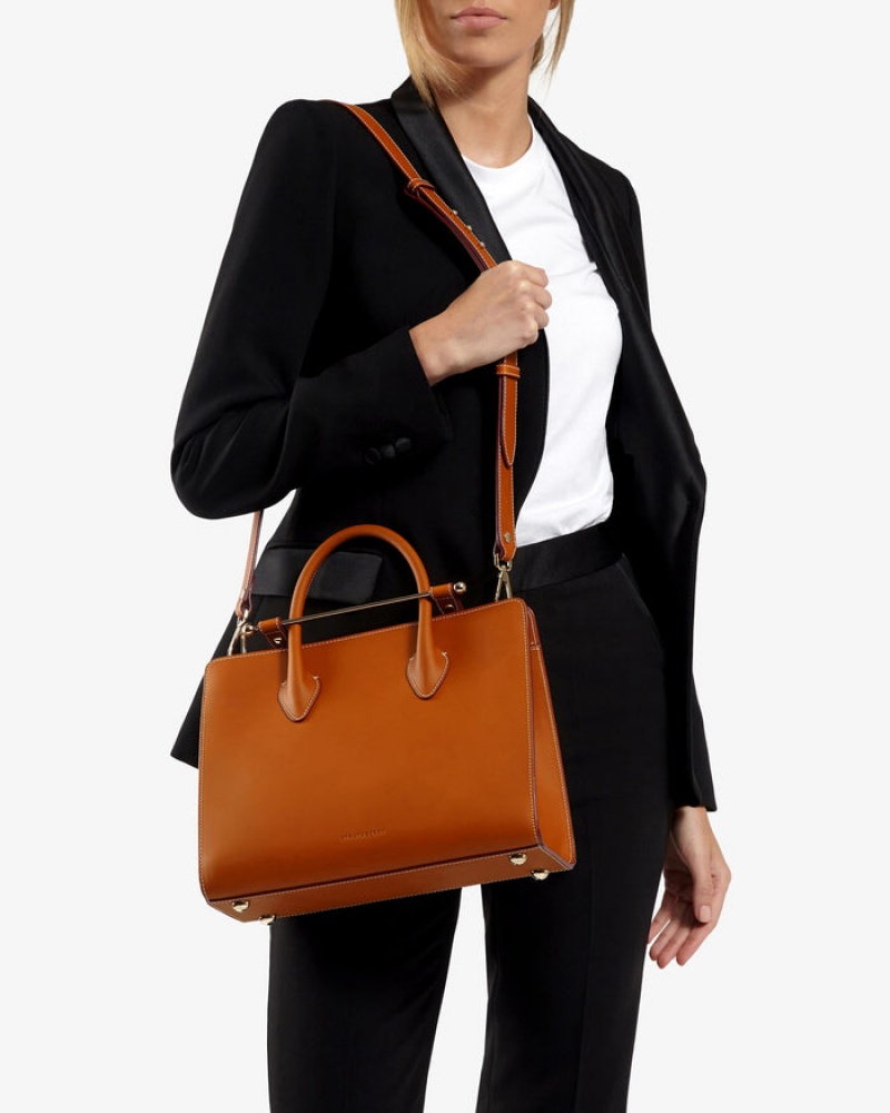 Women's Strathberry Midi Tote Bags Brown | 8294756-LC