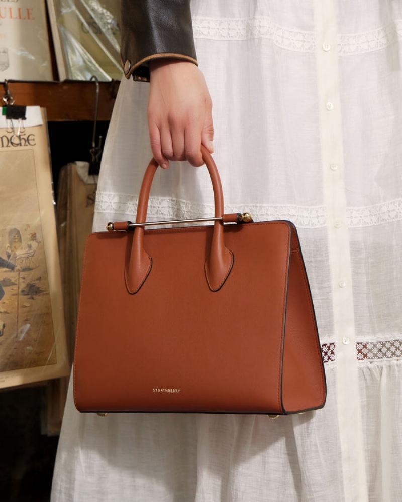 Women's Strathberry Midi Tote Bags Brown | 1968720-MX