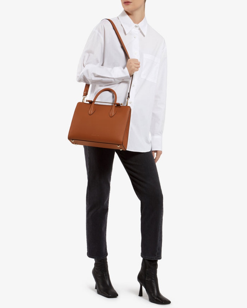 Women's Strathberry Midi Tote Bags Brown | 1968720-MX