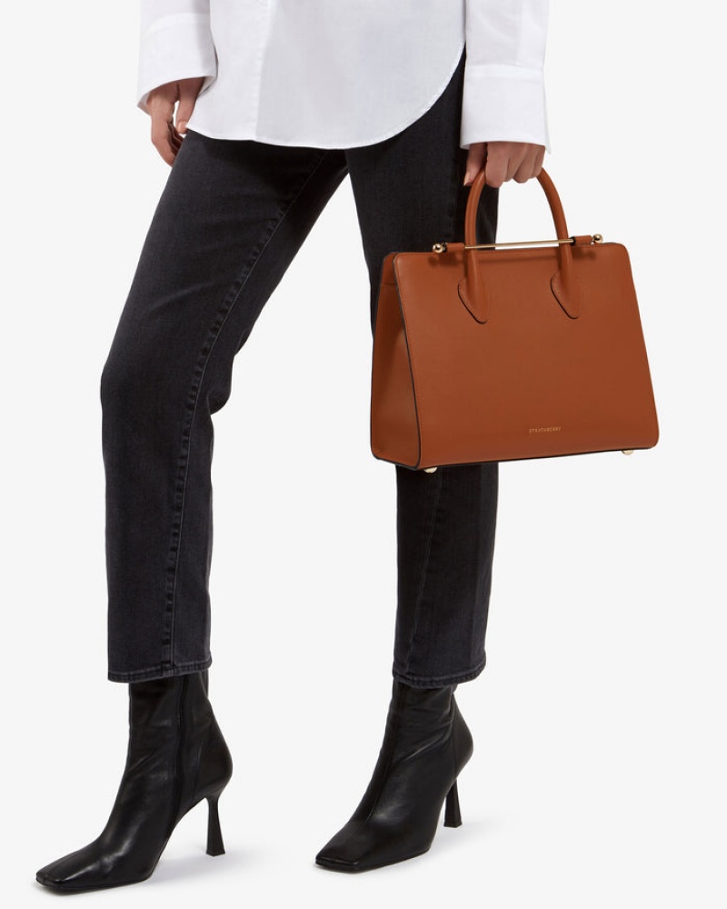 Women's Strathberry Midi Tote Bags Brown | 1968720-MX