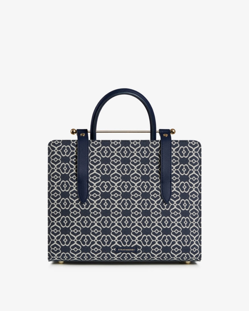 Women's Strathberry Midi Tote Bags Navy | 1572864-GD