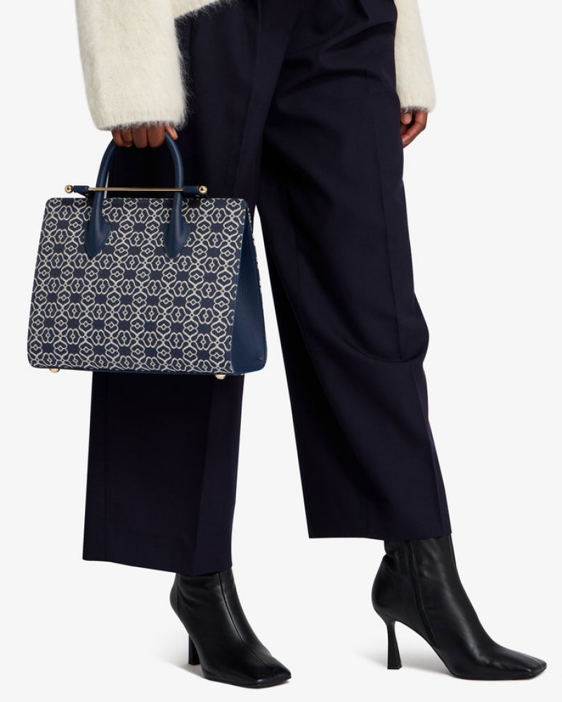 Women's Strathberry Midi Tote Bags Navy | 1572864-GD