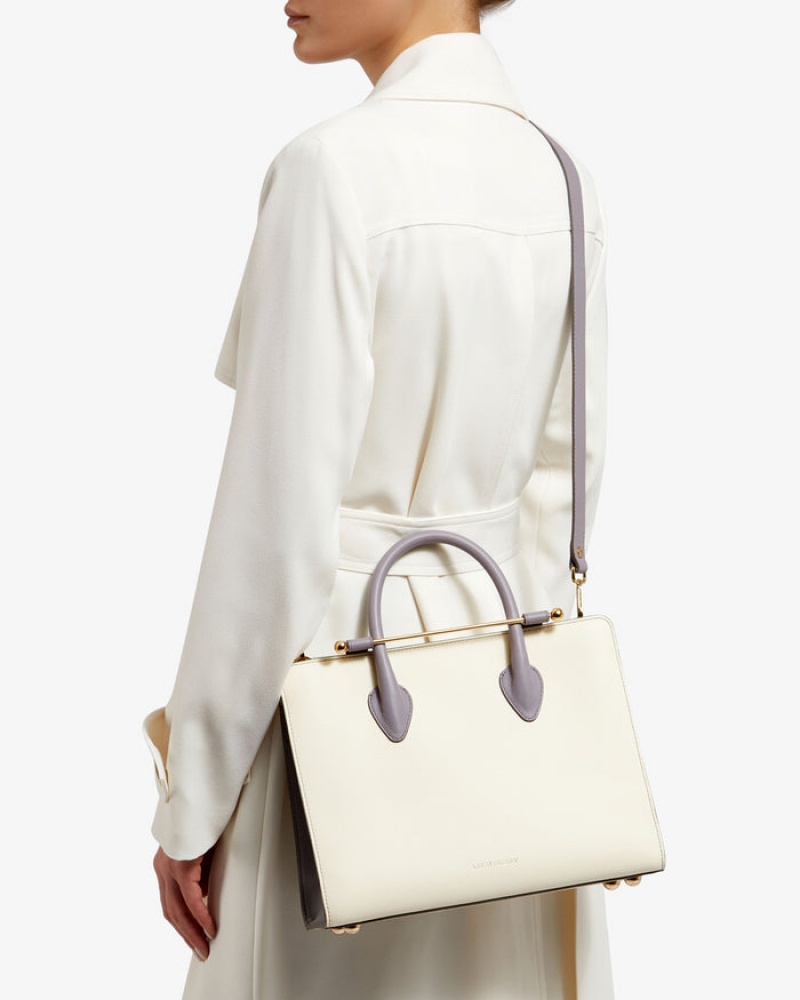 Women's Strathberry Midi Tote Bags White | 4092816-ZM