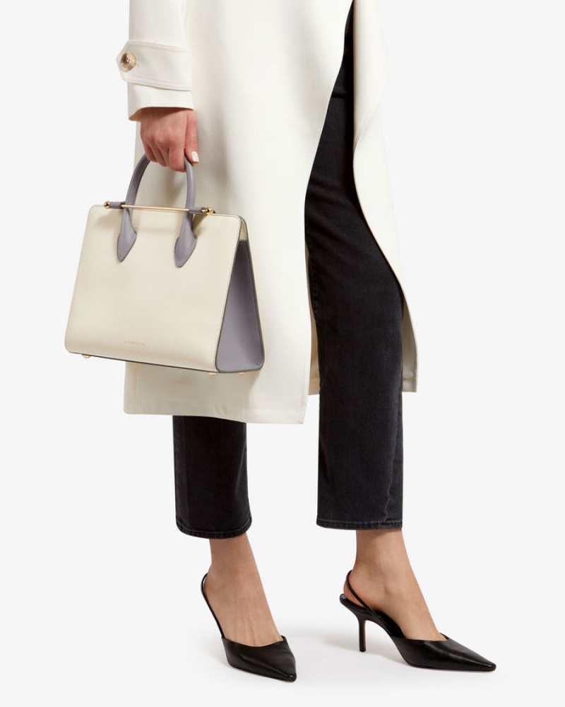 Women's Strathberry Midi Tote Bags White | 4092816-ZM