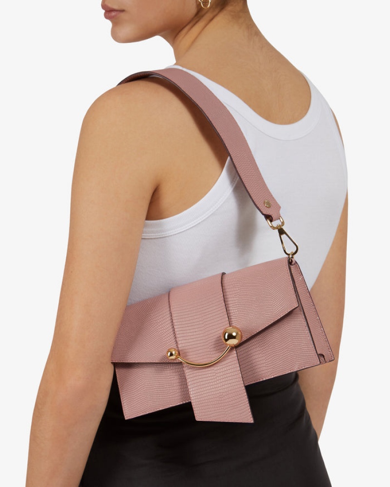 Women's Strathberry Mini Crescent Shoulder Bags Pink | 2190763-UF