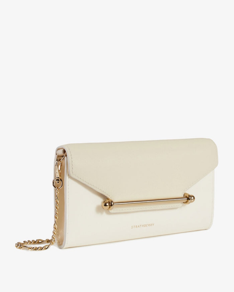 Women\'s Strathberry Multrees Chain Wallet Cream | 1304269-HF