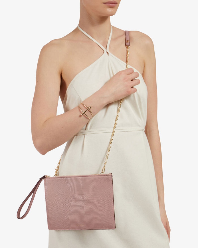 Women's Strathberry Pouch on a Chai Crossbody Bags Pink | 1647389-YR