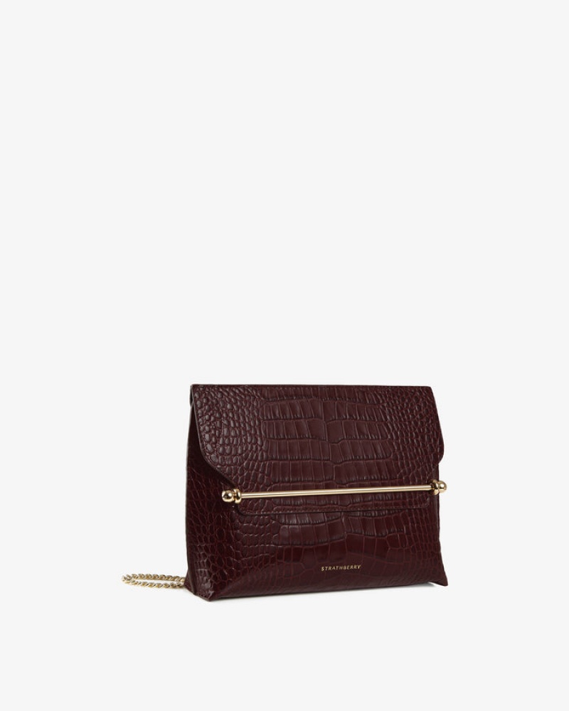 Women\'s Strathberry Stylist Clutch Bag Burgundy | 8954267-WQ